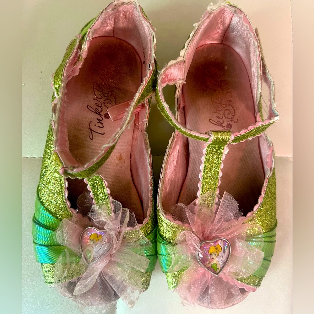 Disney TinkerBell Lime Neon Green costume shoes Limited Edition Toddler sz 9/10